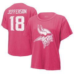 Justin Jefferson Minnesota Vikings Majestic Threads Women's Name & Number T-Shirt - Pink T-shirts