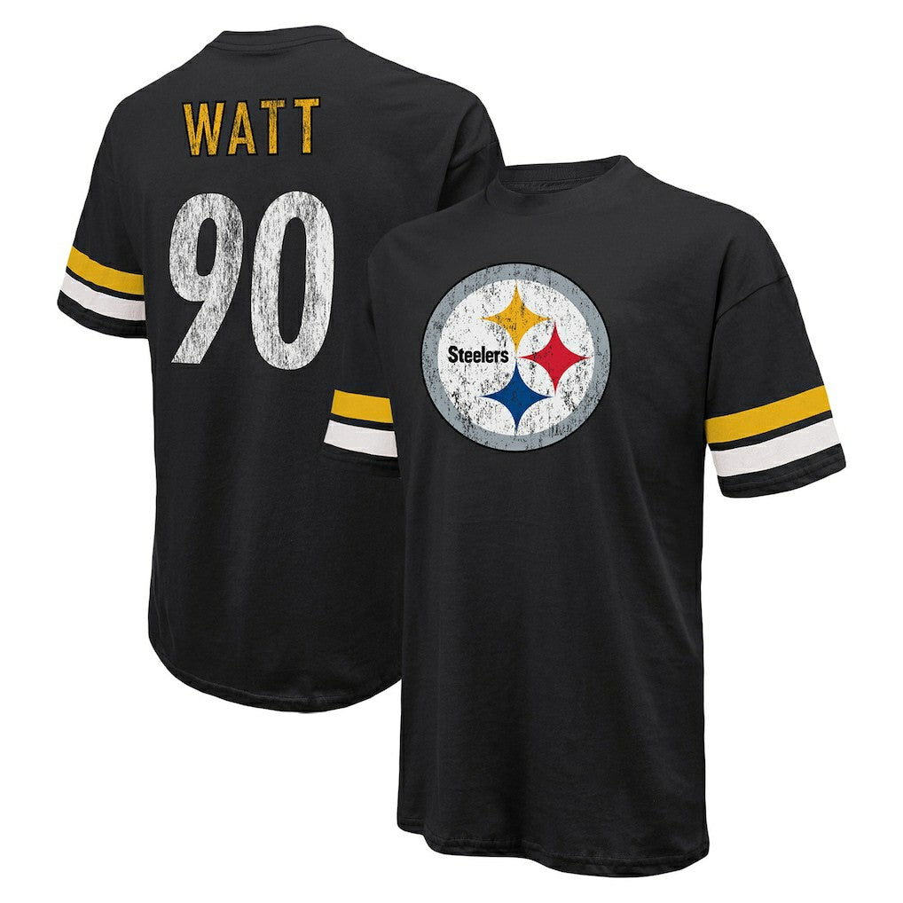 T.J. Watt Pittsburgh Steelers Majestic Threads Name & Number Oversize Fit T-Shirt - Black T-shirts