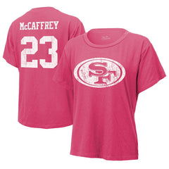 Christian McCaffrey San Francisco 49ers Majestic Threads Women's Name & Number T-Shirt - Pink T-shirts