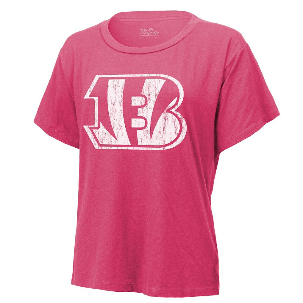 Joe Burrow Cincinnati Bengals Majestic Threads Women's Name & Number T-Shirt - Pink T-shirts