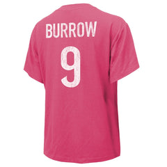 Joe Burrow Cincinnati Bengals Majestic Threads Women's Name & Number T-Shirt - Pink T-shirts