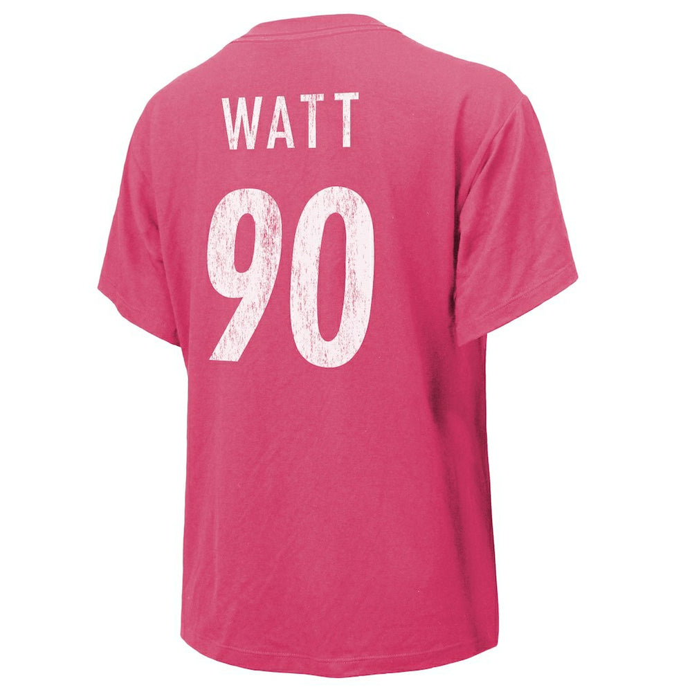 T.J. Watt Pittsburgh Steelers Majestic Threads Women's Name & Number T-Shirt - Pink T-shirts
