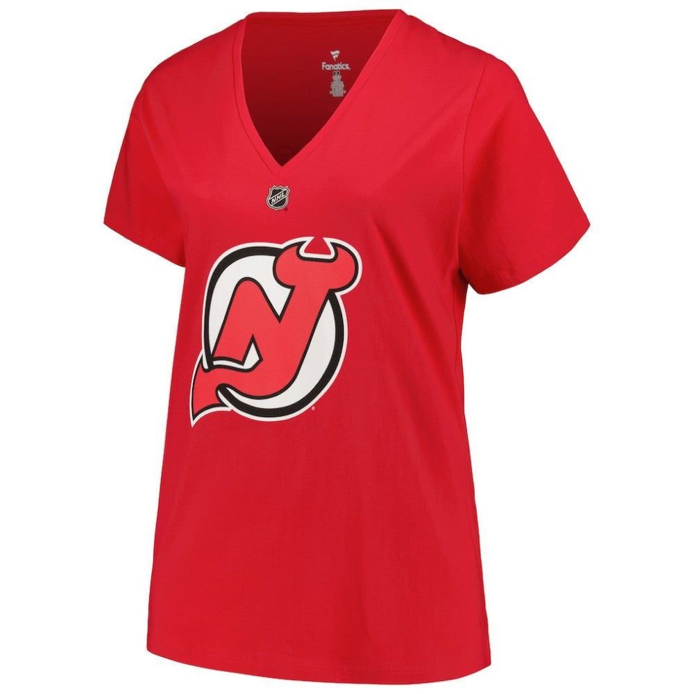 Jack Hughes New Jersey Devils Fanatics Women's Plus Size Name & Number T-Shirt - Red | US 200472722