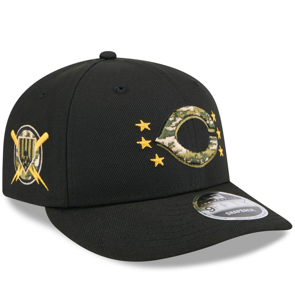 Cincinnati Reds New Era 2024 Armed Forces Day Low Profile 9FIFTY Snapback Hat - Black Hats