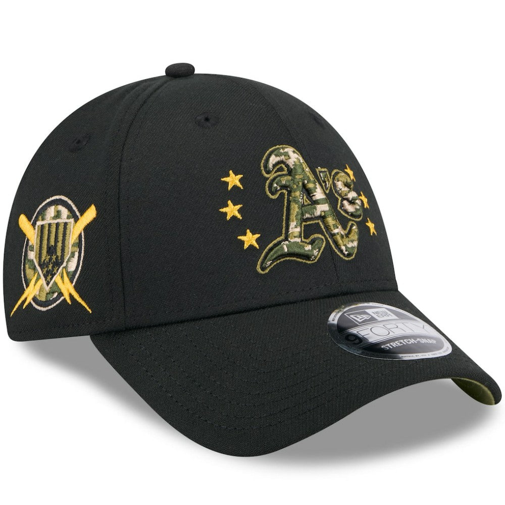 Athletics New Era 2024 Armed Forces Day 9FORTY Adjustable Hat - Black Hats