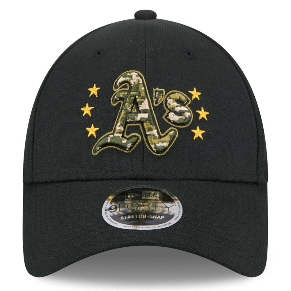 Athletics New Era 2024 Armed Forces Day 9FORTY Adjustable Hat - Black Hats