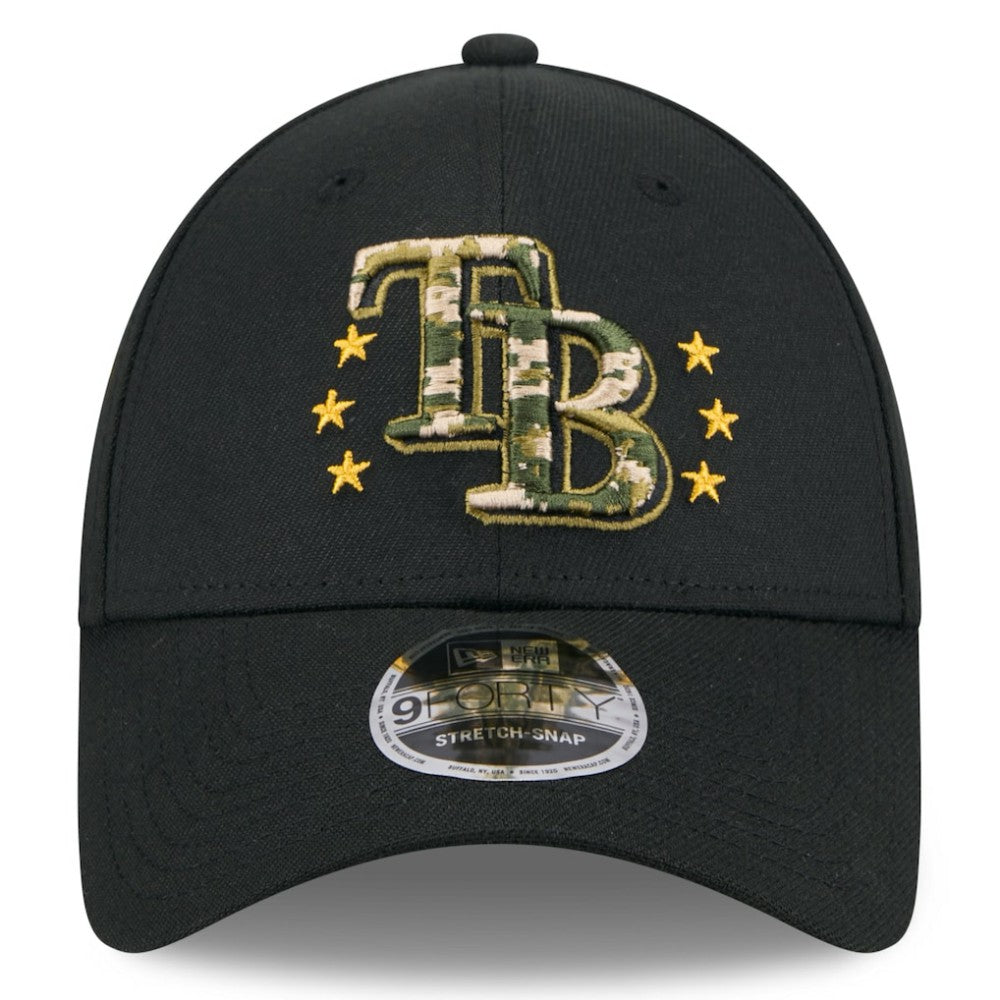 Tampa Bay Rays New Era 2024 Armed Forces Day 9FORTY Adjustable Hat - Black Hats