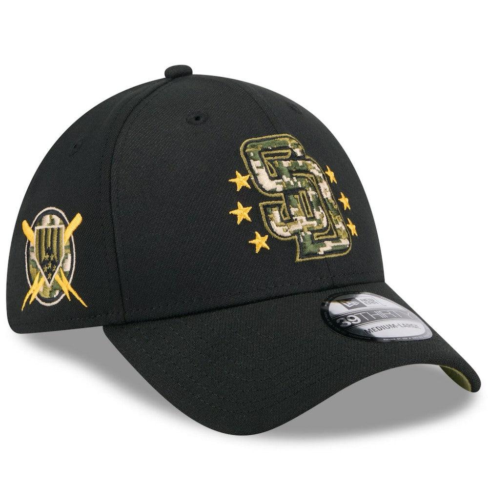 San Diego Padres New Era 2024 Armed Forces Day 39THIRTY Flex Hat - Black Hats