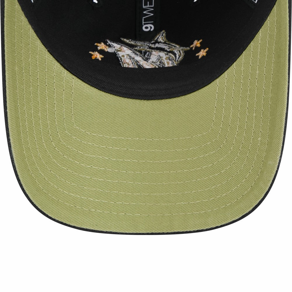 Miami Marlins New Era Women's 2024 Armed Forces Day 9TWENTY Adjustable Hat - Black Hats