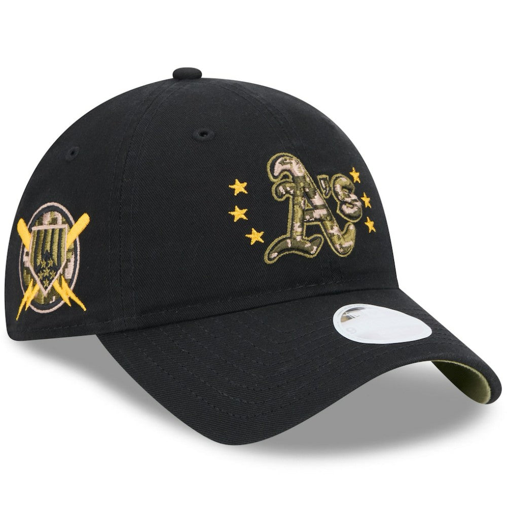 Athletics New Era Women's 2024 Armed Forces Day 9TWENTY Adjustable Hat - Black Hats