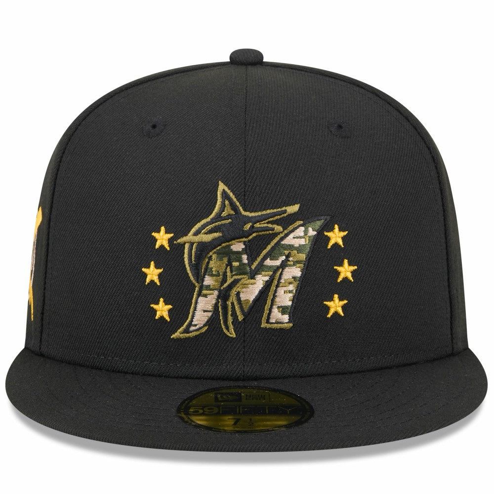 Miami Marlins New Era 2024 Armed Forces Day On-Field 59FIFTY Fitted Hat - Black Hats