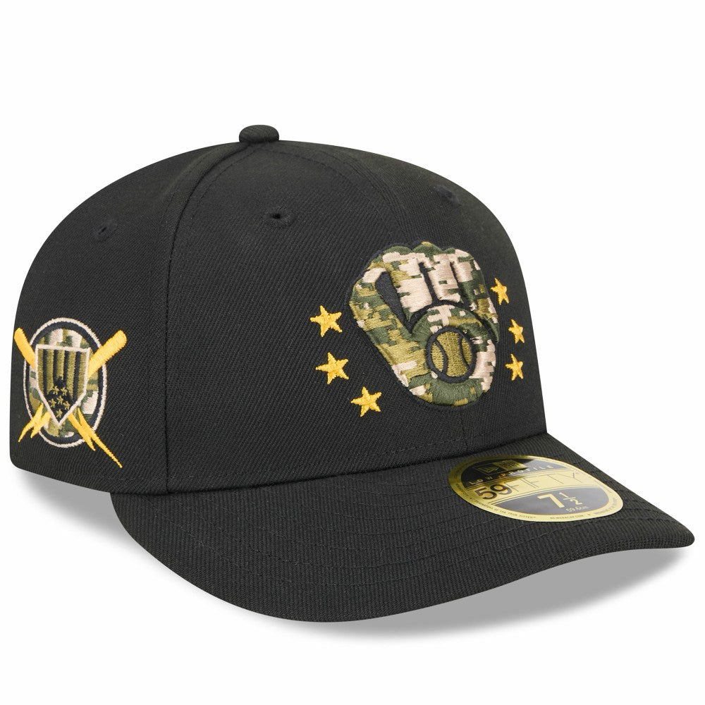 Milwaukee Brewers New Era 2024 Armed Forces Day Low Profile 59FIFTY Fitted Hat - Black Hats