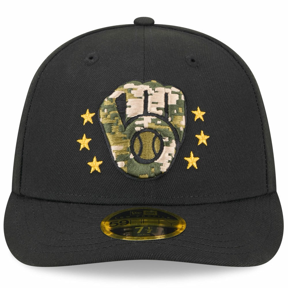 Milwaukee Brewers New Era 2024 Armed Forces Day Low Profile 59FIFTY Fitted Hat - Black Hats
