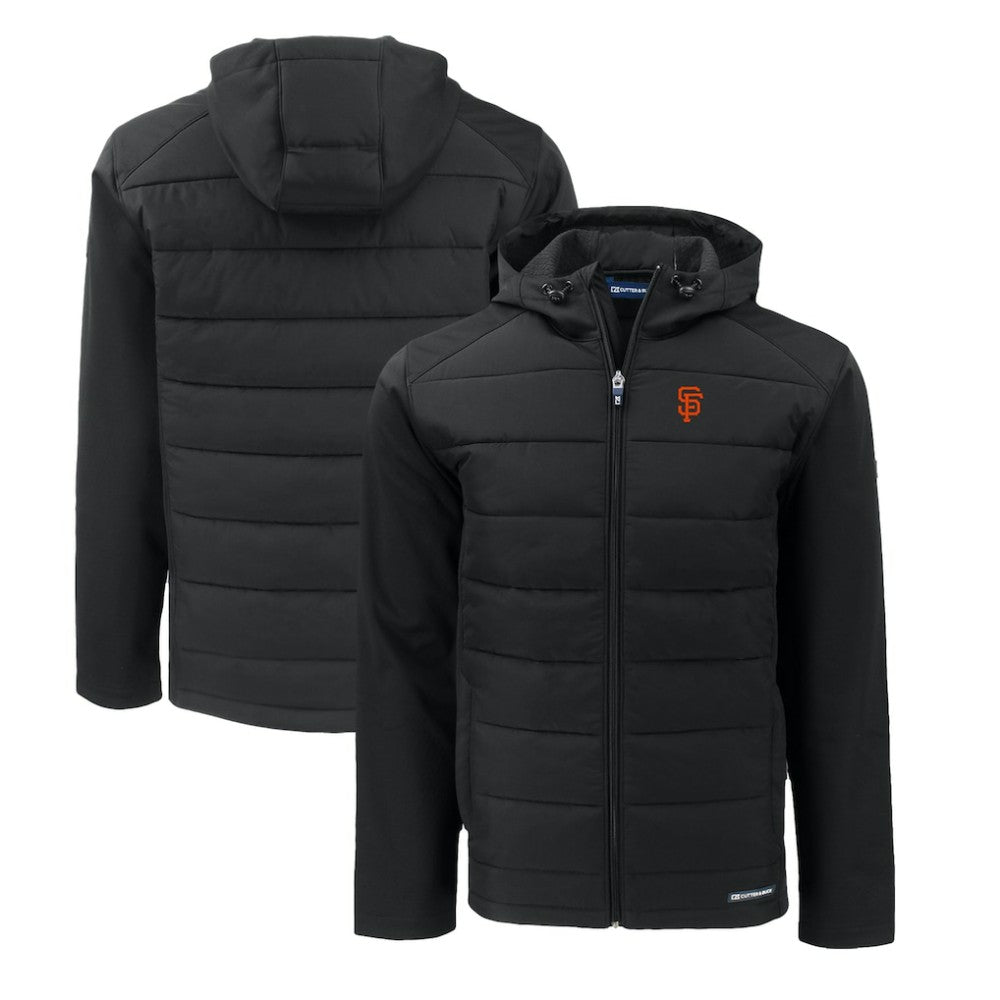 San Francisco Giants Cutter & Buck Big & Tall Evoke Hybrid Eco Softshell Recycled Full-Zip Hoodie - Black Hoodies
