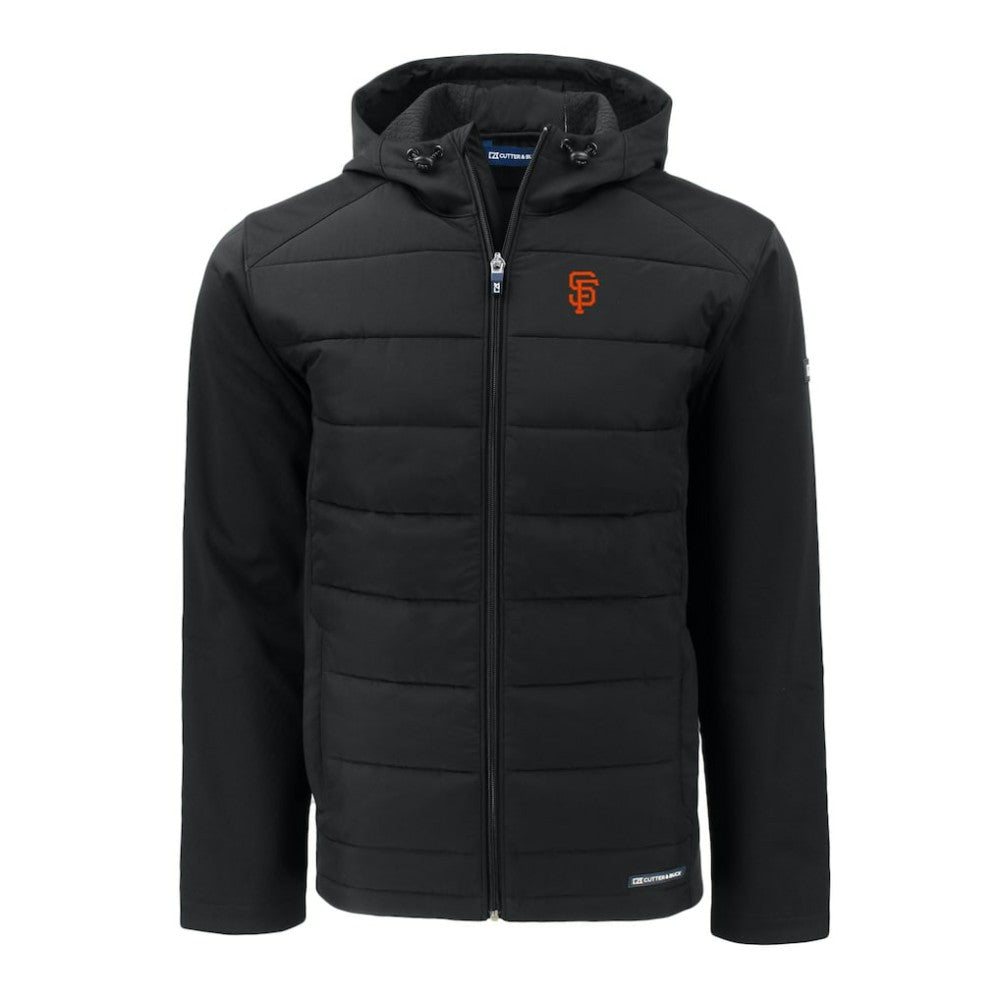 San Francisco Giants Cutter & Buck Big & Tall Evoke Hybrid Eco Softshell Recycled Full-Zip Hoodie - Black Hoodies