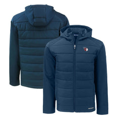 Cleveland Guardians Cutter & Buck Evoke Hybrid Eco Softshell Recycled Full-Zip Hoodie - Navy Hoodies