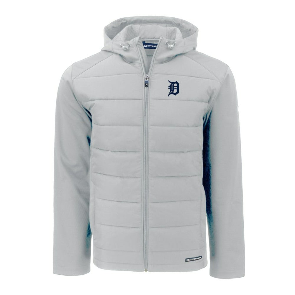 Detroit Tigers Cutter & Buck Evoke Hybrid Eco Softshell Recycled Full-Zip Hoodie - Gray Hoodies