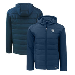 Detroit Tigers Cutter & Buck Evoke Hybrid Eco Softshell Recycled Full-Zip Hoodie - Navy Hoodies