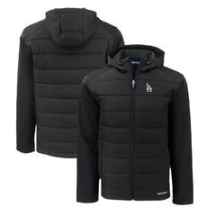 Los Angeles Dodgers Cutter & Buck Evoke Hybrid Eco Softshell Recycled Full-Zip Hoodie - Black Hoodies