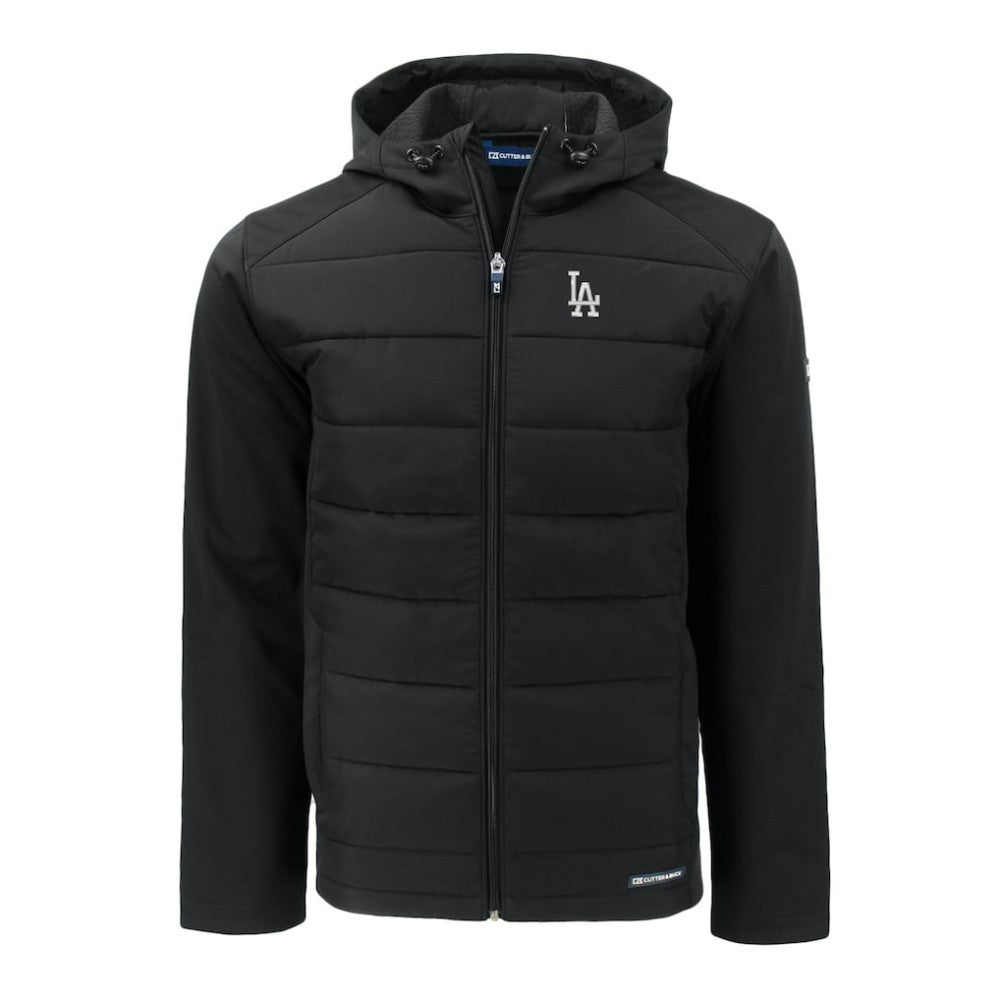 Los Angeles Dodgers Cutter & Buck Evoke Hybrid Eco Softshell Recycled Full-Zip Hoodie - Black Hoodies