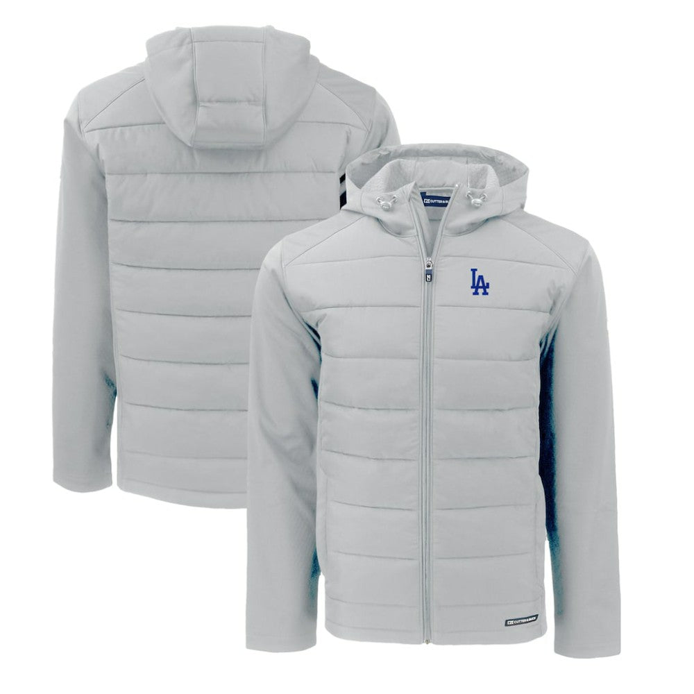 Los Angeles Dodgers Cutter & Buck Evoke Hybrid Eco Softshell Recycled Full-Zip Hoodie - Gray Hoodies