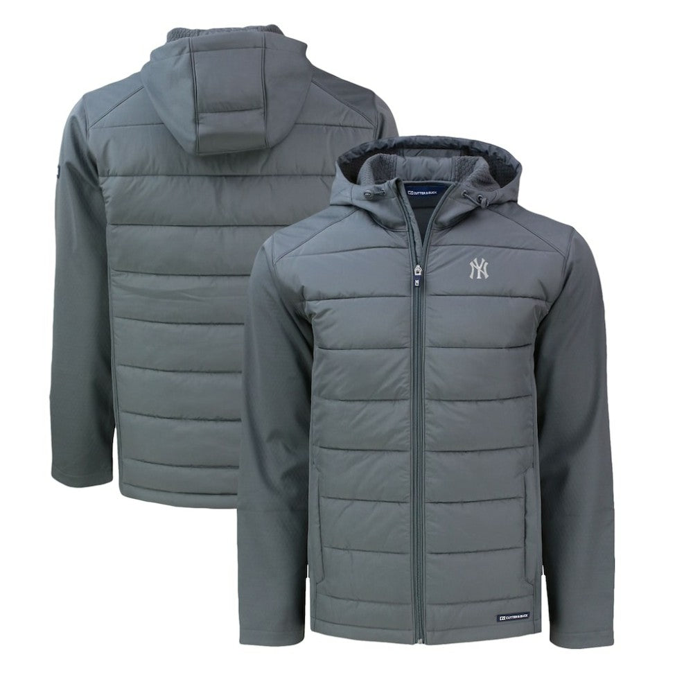 New York Yankees Cutter & Buck Evoke Hybrid Eco Softshell Recycled Full-Zip Hoodie - Gray Hoodies