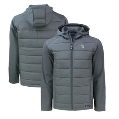 New York Yankees Cutter & Buck Evoke Hybrid Eco Softshell Recycled Full-Zip Hoodie - Gray Hoodies