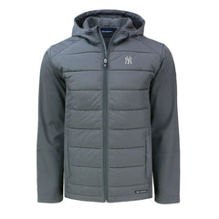 New York Yankees Cutter & Buck Evoke Hybrid Eco Softshell Recycled Full-Zip Hoodie - Gray Hoodies