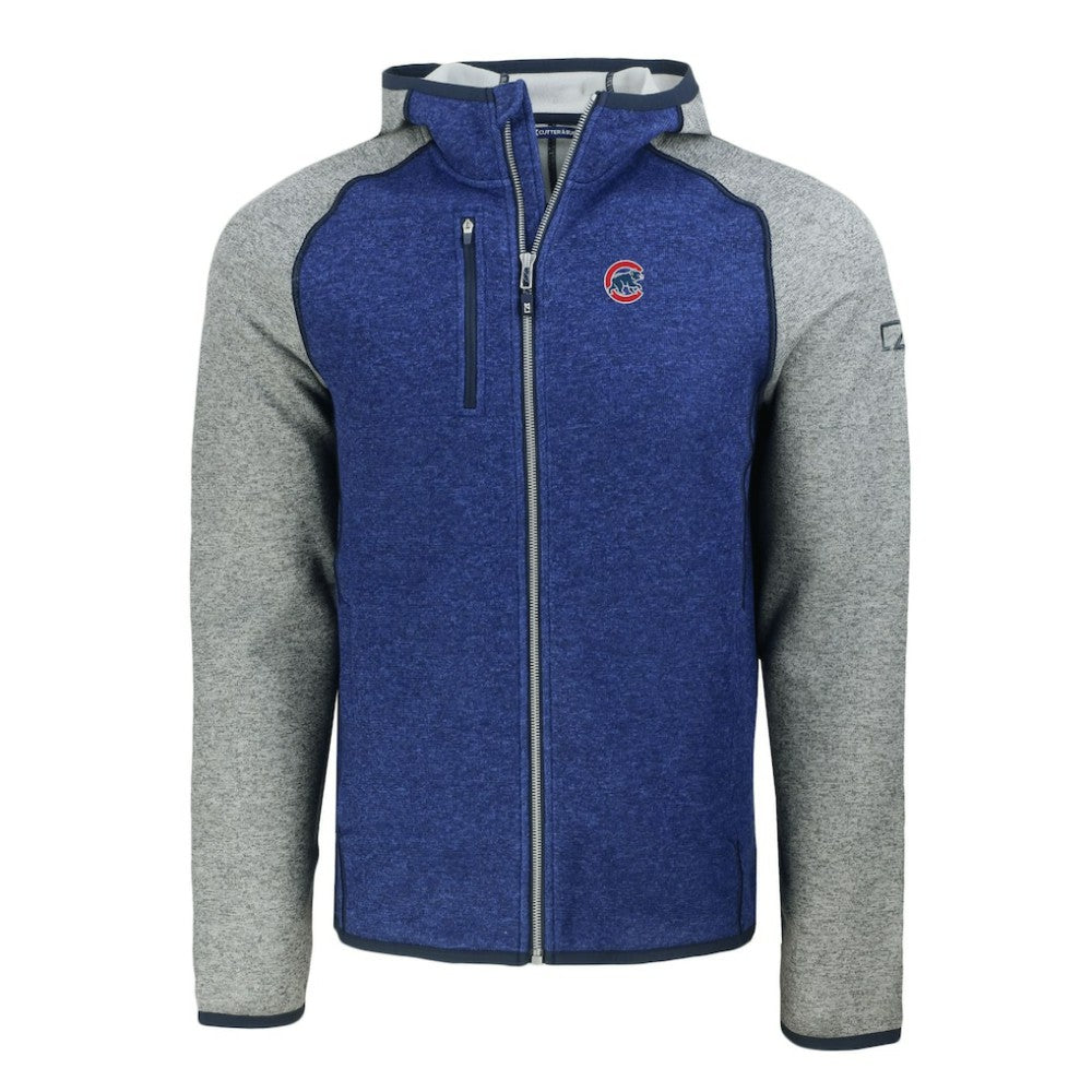 Chicago Cubs Cutter & Buck Mainsail Full-Zip Hooded Jacket - Royal/Heather Gray Jackets