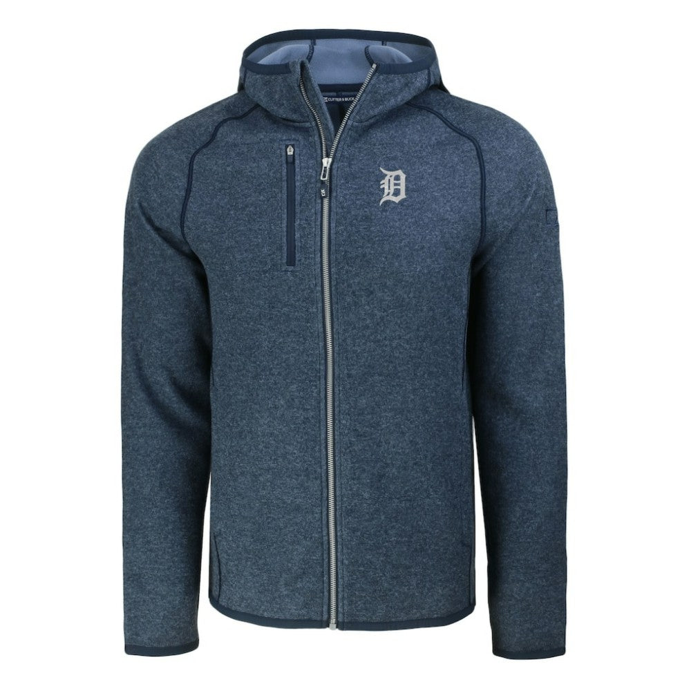 Detroit Tigers Cutter & Buck Mainsail Full-Zip Hooded Jacket - Heather Navy Jackets