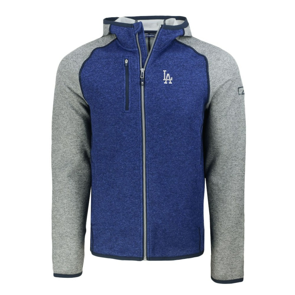 Los Angeles Dodgers Cutter & Buck Mainsail Full-Zip Hooded Jacket - Royal/Heather Gray Jackets