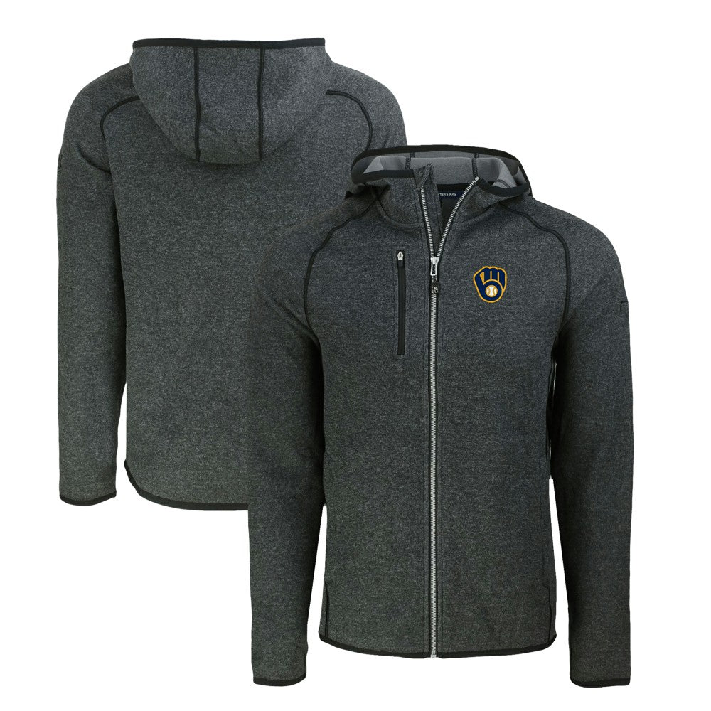 Milwaukee Brewers Cutter & Buck Mainsail Full-Zip Hooded Jacket - Heather Charcoal Jackets
