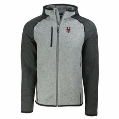 New York Mets Cutter & Buck Mainsail Full-Zip Hooded Jacket - Heather Charcoal/Heather Gray Jackets