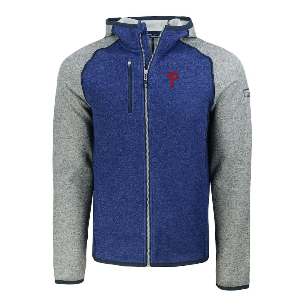 Philadelphia Phillies Cutter & Buck Mainsail Full-Zip Hooded Jacket - Royal/Heather Gray Jackets
