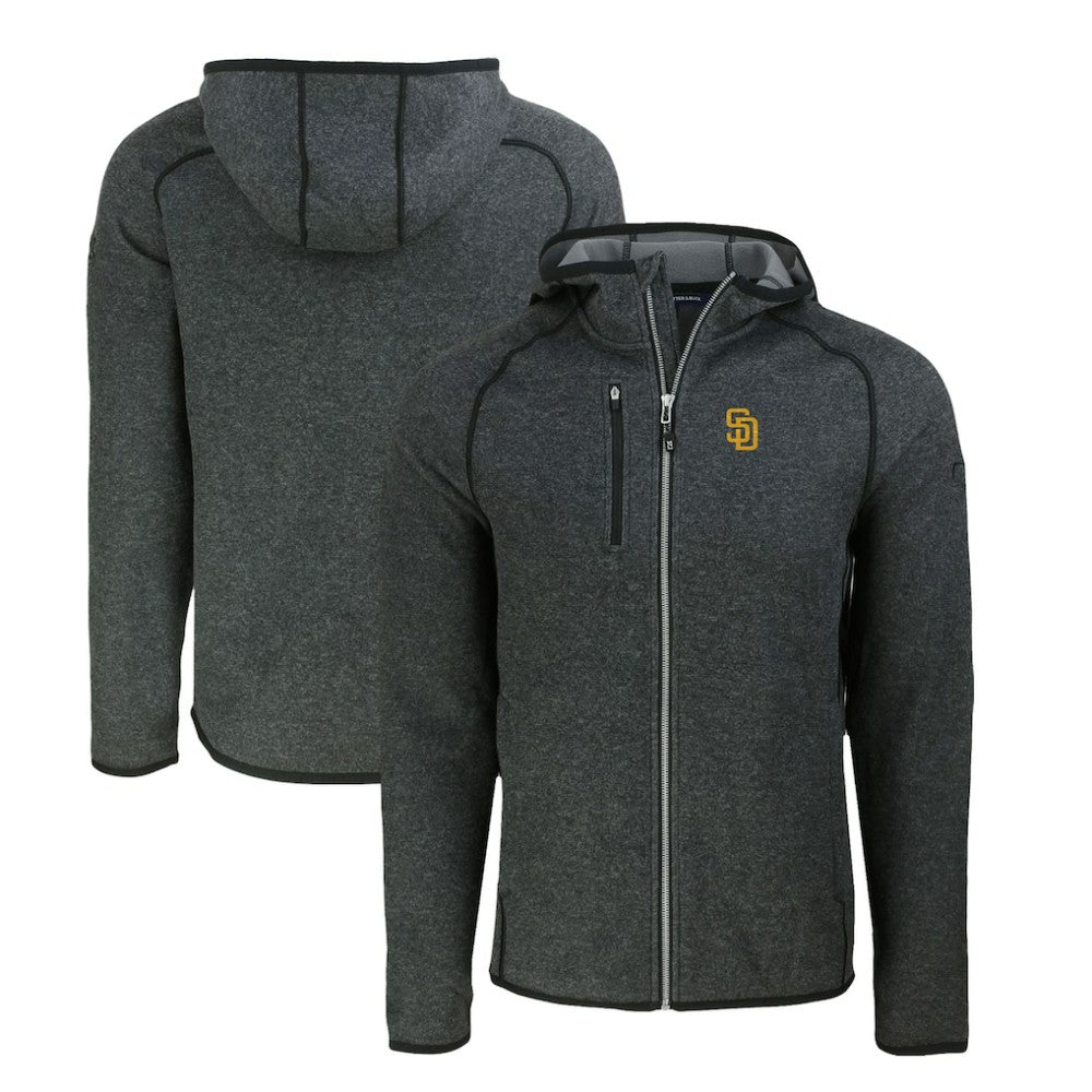 San Diego Padres Cutter & Buck Mainsail Full-Zip Hooded Jacket - Heather Charcoal Jackets