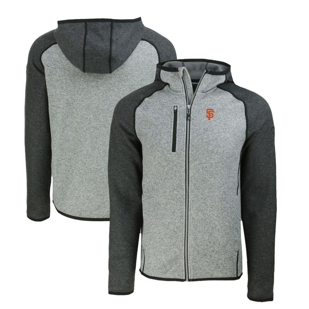 San Francisco Giants Cutter & Buck Mainsail Full-Zip Hooded Jacket - Heather Charcoal/Heather Gray Jackets