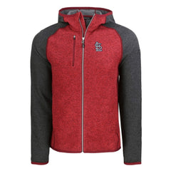 St. Louis Cardinals Cutter & Buck Mainsail Full-Zip Hooded Jacket - Heather Charcoal/Red Jackets