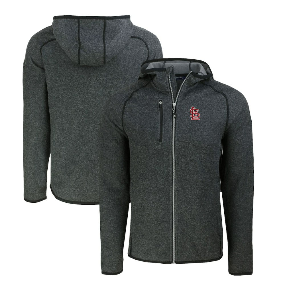 St. Louis Cardinals Cutter & Buck Mainsail Full-Zip Hooded Jacket - Heather Charcoal Jackets
