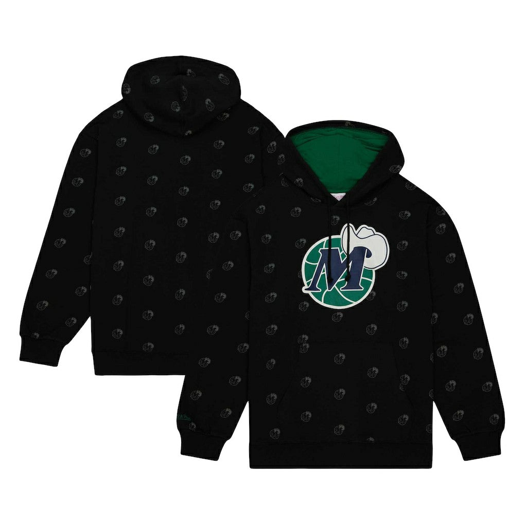 Dallas Mavericks Hardwood Classics Allover Print Pullover Hoodie Black - Mitchell & Ness