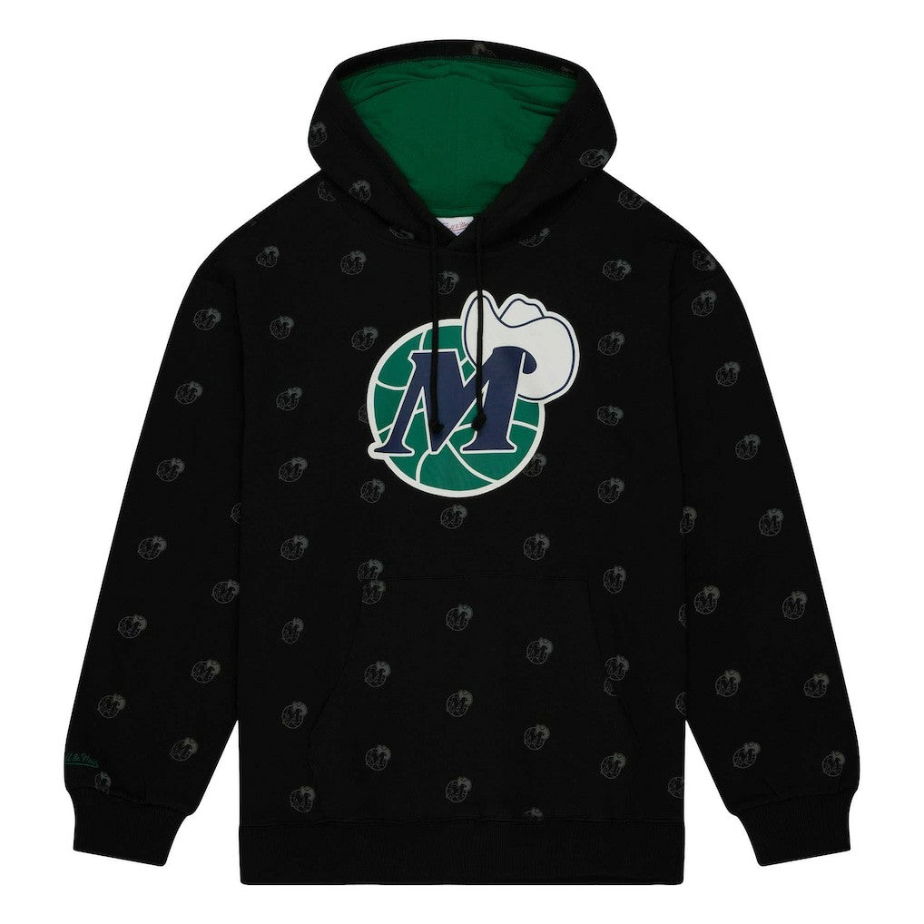 Dallas Mavericks Hardwood Classics Allover Print Pullover Hoodie Black - Mitchell & Ness