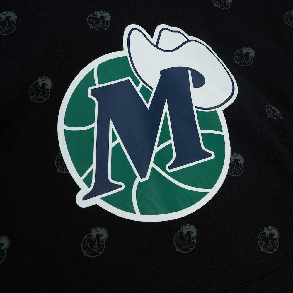 Dallas Mavericks Hardwood Classics Allover Print Pullover Hoodie Black - Mitchell & Ness
