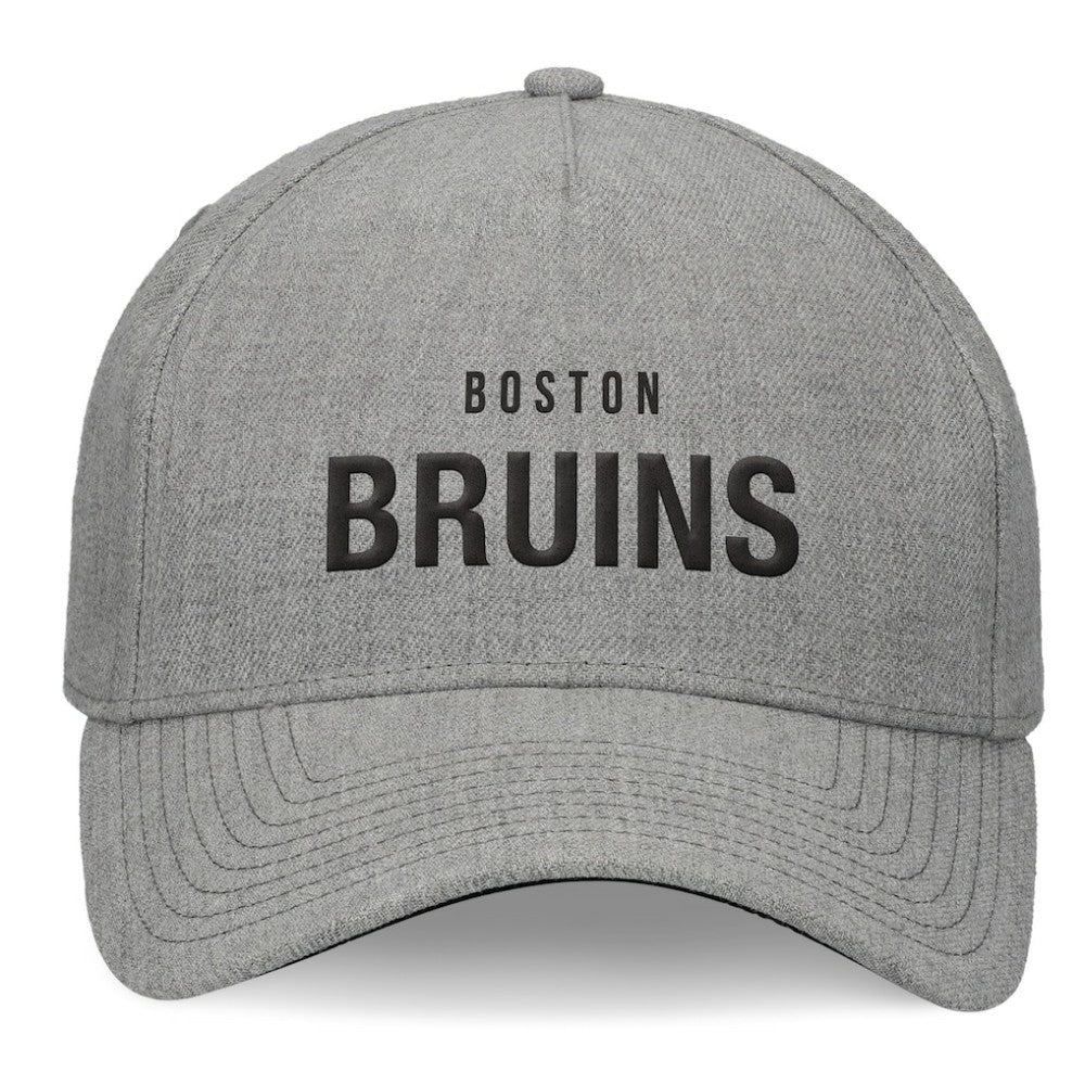 Boston Bruins Fanatics Elements A-Frame Leather Strapback Hat - Heather Gray | US 200496199