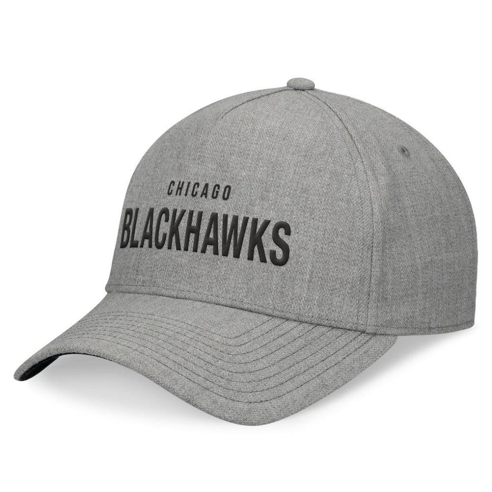 Chicago Blackhawks Fanatics Elements A-Frame Leather Strapback Hat - Heather Gray | US 200496202