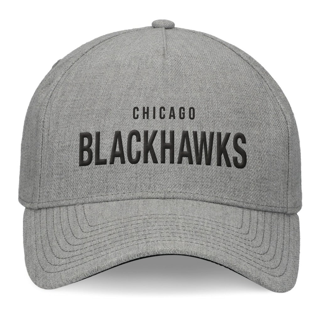 Chicago Blackhawks Fanatics Elements A-Frame Leather Strapback Hat - Heather Gray | US 200496202