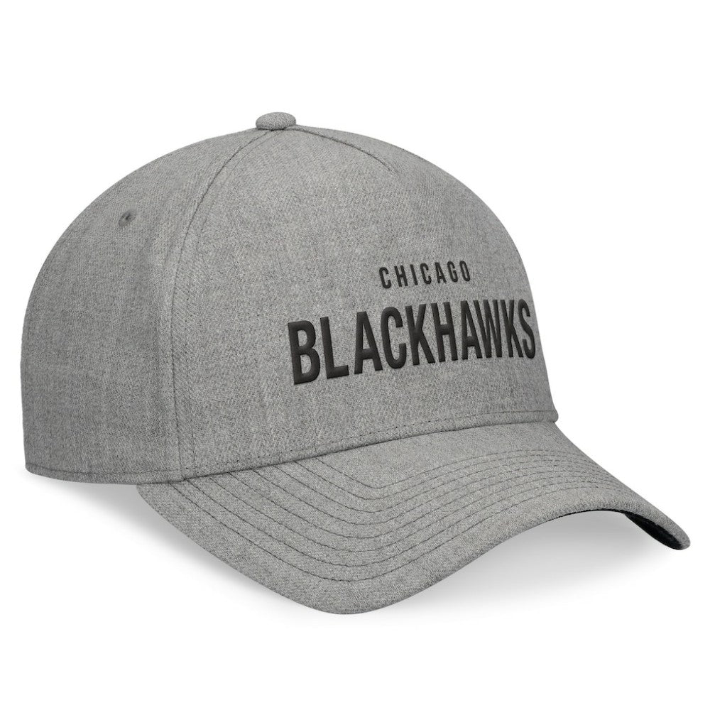 Chicago Blackhawks Fanatics Elements A-Frame Leather Strapback Hat - Heather Gray | US 200496202