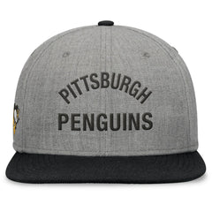 Pittsburgh Penguins Fanatics Elements Flat Brim Leather Strapback Hat - Heather Gray | US 200496204