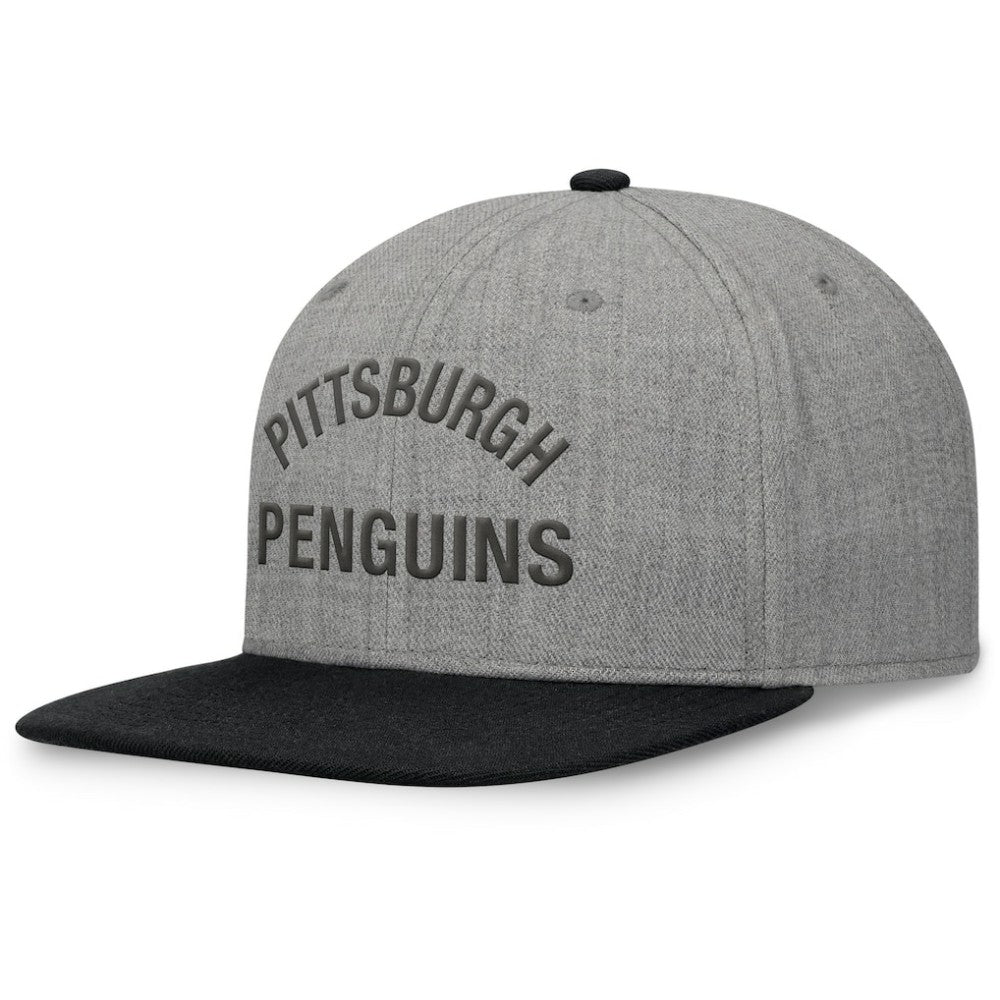 Pittsburgh Penguins Fanatics Elements Flat Brim Leather Strapback Hat - Heather Gray | US 200496204