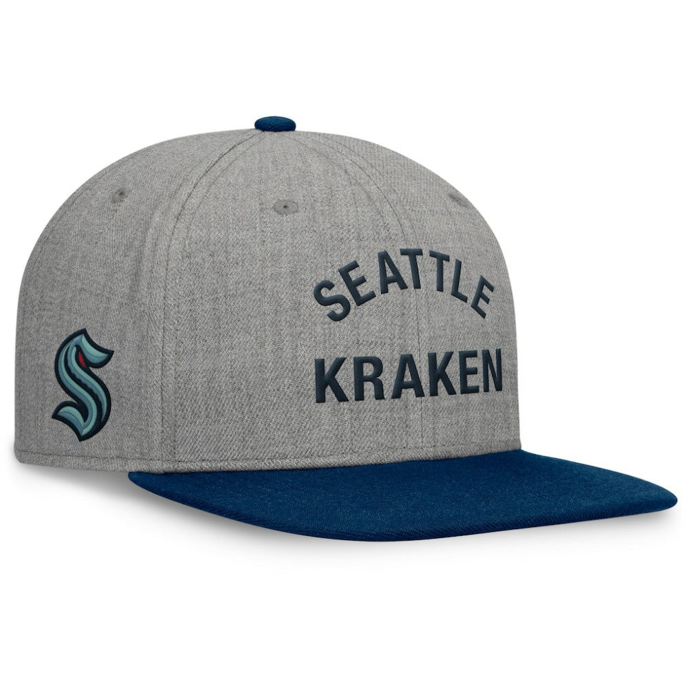 Seattle Kraken Fanatics Elements Flat Brim Leather Strapback Hat - Heather Gray | US 200496206
