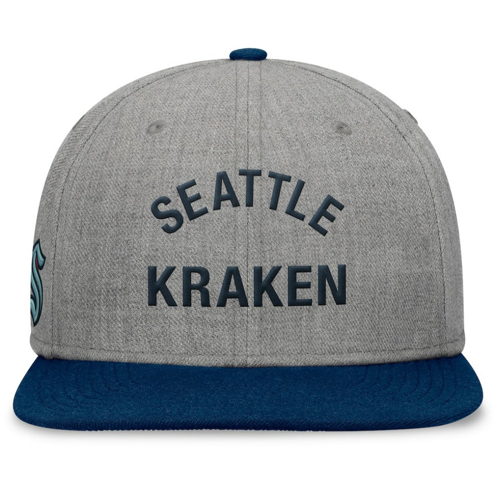 Seattle Kraken Fanatics Elements Flat Brim Leather Strapback Hat - Heather Gray | US 200496206