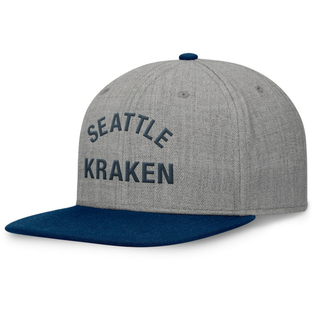 Seattle Kraken Fanatics Elements Flat Brim Leather Strapback Hat - Heather Gray | US 200496206